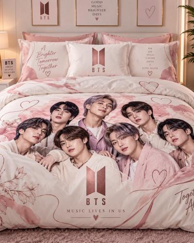 BTS-inspired duvet cover and pillowcase bedding sets