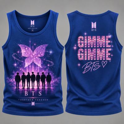 BTS-inspired purple galaxy graphic sleeveless tank top