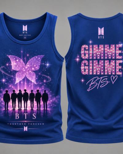 BTS-inspired purple galaxy graphic sleeveless tank top