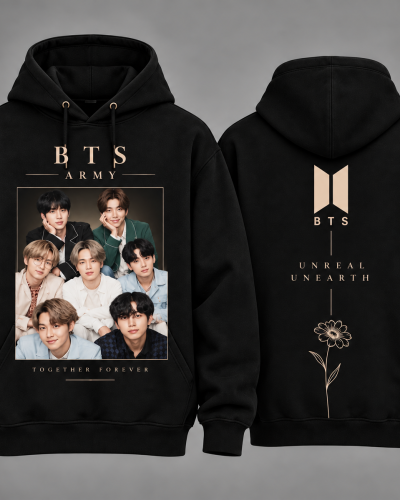 BTS-inspired black hooded windbreaker/anorak jacket.