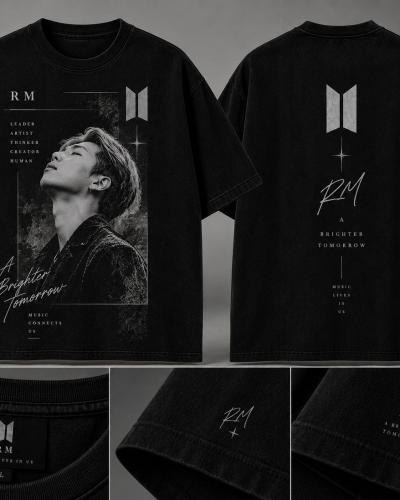 BTS-inspired white graphic oversized T-shirt
